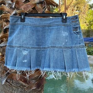 American Eagle Outfitters Blue Frayed Denim Mini Skirt